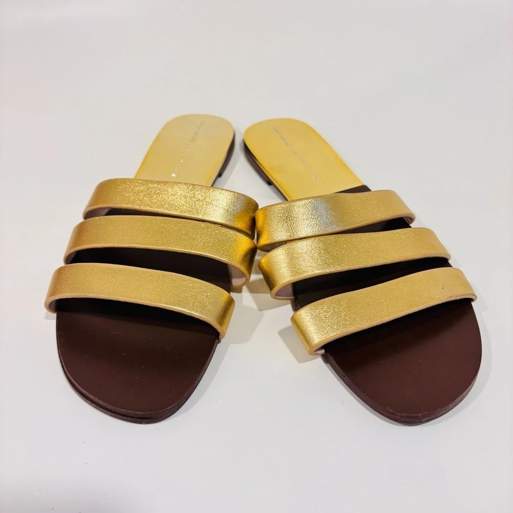 ZARA Brown & gold‎ flat sandals - Picture 4 of 6